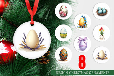Ornament Botanical Floral Easter Eggs Watercolor Sublimation artnoy 