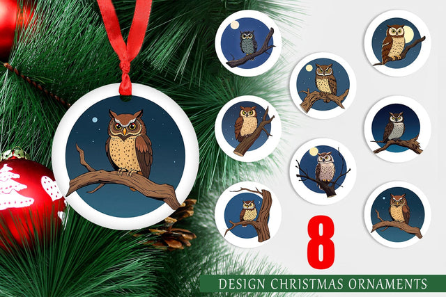 Ornament Branch Owl Sublimation artnoy 