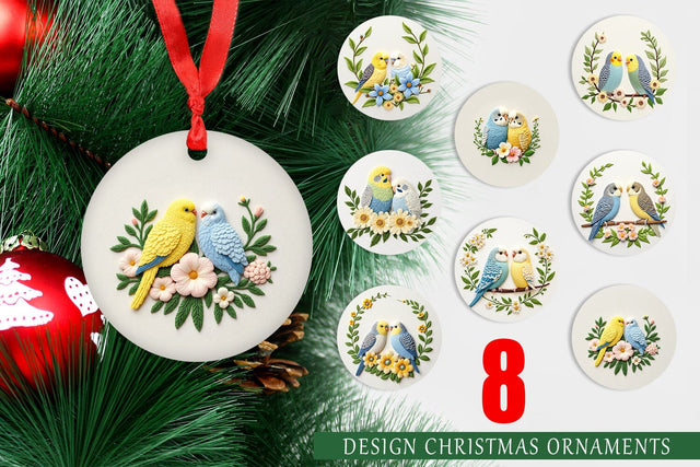 Ornament Budgerigar Embroidery Sublimation artnoy 