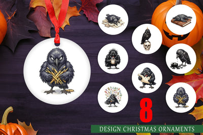 Ornament Burnout Raven Dark Academia Watercolor Sublimation artnoy 