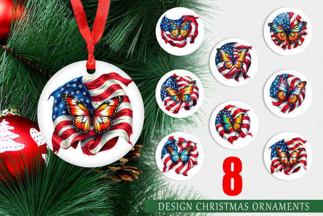 Ornament Butterfly 4th of July Sublimation artnoy 
