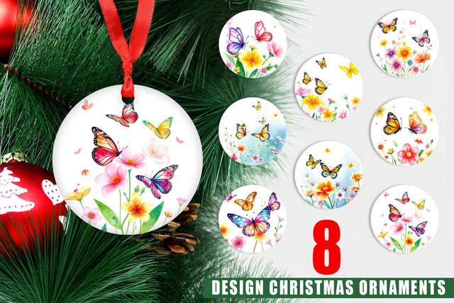 Ornament Butterfly and Flower Sublimation artnoy 
