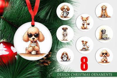Ornament Caffeine & Chaos Morning Mood Sarcastic Dogs Sublimation artnoy 