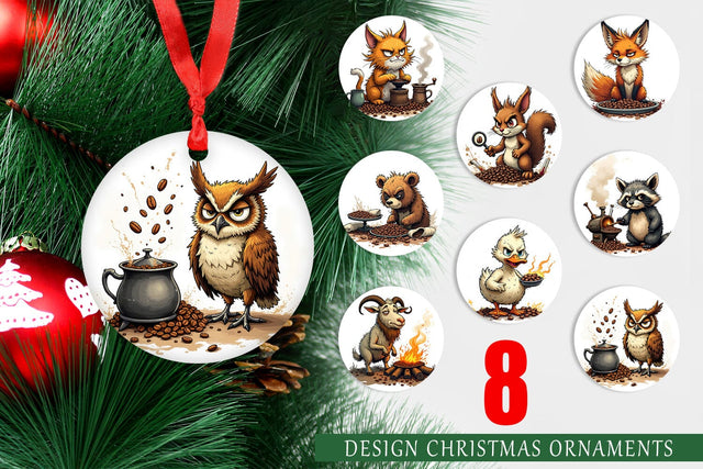 Ornament Caffeine Critters Sublimation artnoy 
