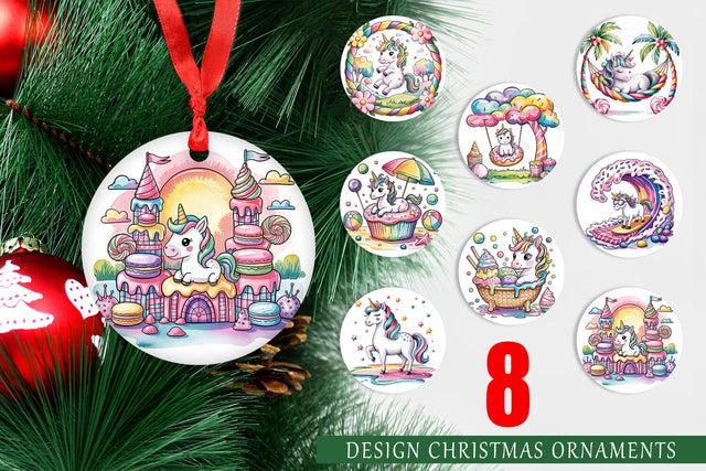 Ornament Candy Unicorn Summer Sublimation artnoy 