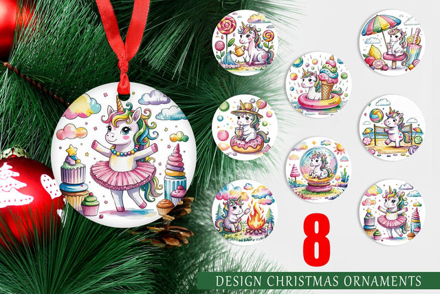 Ornament Candy Unicorn Summer Sublimation artnoy 