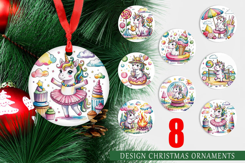 Ornament Candy Unicorn Summer Sublimation artnoy 
