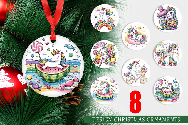 Ornament Candy Unicorn Summer Sublimation artnoy 