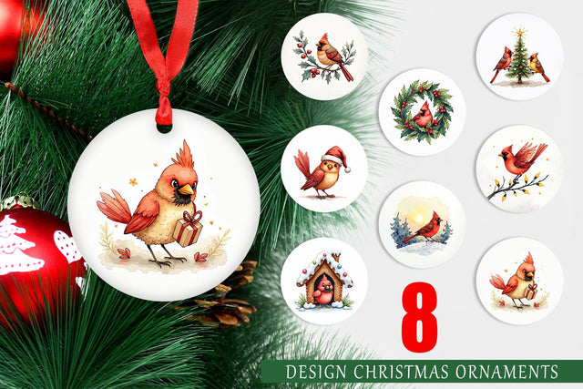 Ornament Cardinal Christmas Bird Sublimation artnoy 