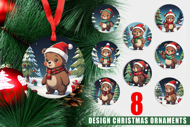 Ornament Cartoon Christmas Bear Sublimation artnoy 