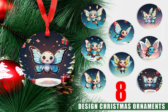 Ornament Cartoon Christmas Butterfly Sublimation artnoy 