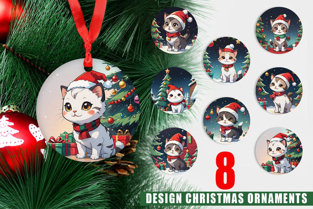 Ornament Cartoon Christmas Cat Sublimation artnoy 