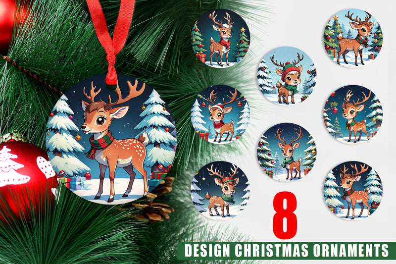 Ornament Cartoon Christmas Deer Sublimation artnoy 