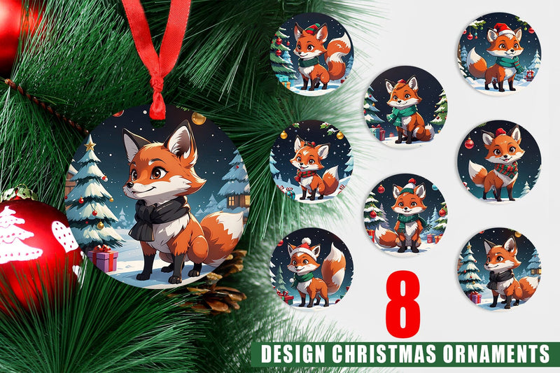 Ornament Cartoon Christmas Fox Sublimation artnoy 