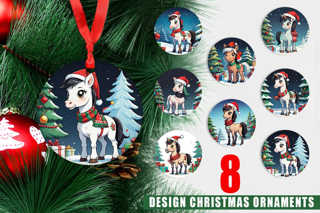 Ornament Cartoon Christmas Horse Sublimation artnoy 