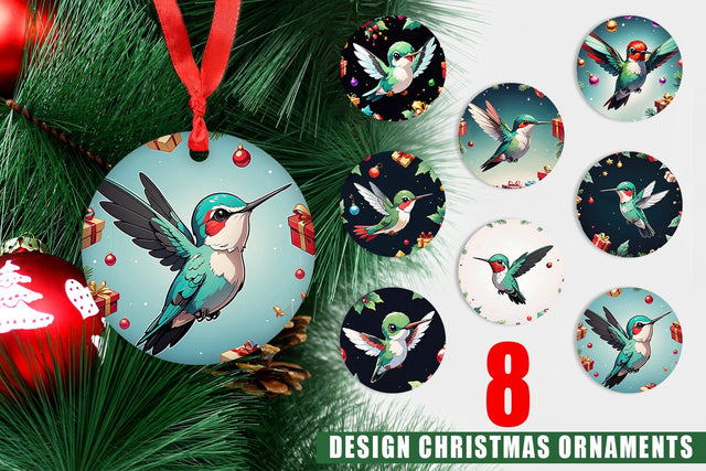 Ornament Cartoon Christmas Hummingbird Sublimation artnoy 