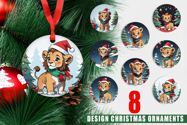 Ornament Cartoon Christmas Lion Sublimation artnoy 