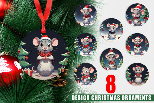 Ornament Cartoon Christmas Mouse Sublimation artnoy 