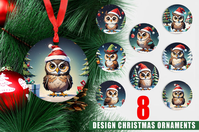 Ornament Cartoon Christmas Owl Sublimation artnoy 