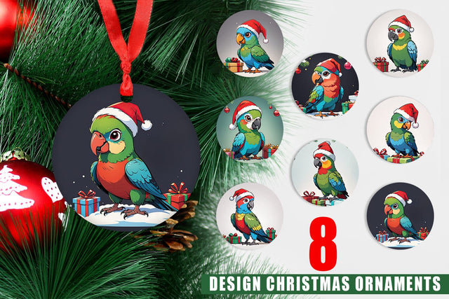 Ornament Cartoon Christmas Parrot Sublimation artnoy 