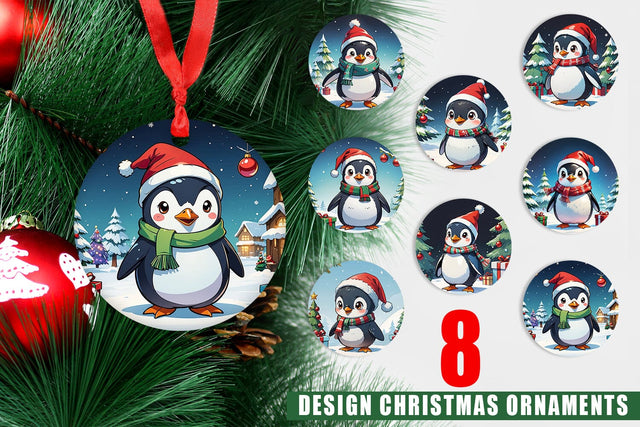 Ornament Cartoon Christmas Penguin Sublimation artnoy 