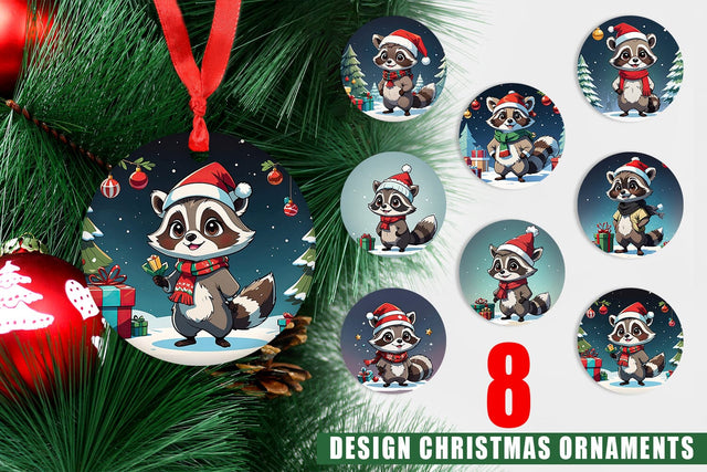Ornament Cartoon Christmas Raccoon Sublimation artnoy 