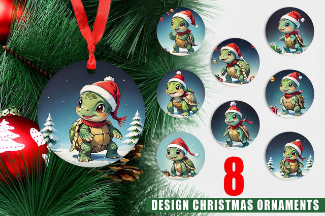 Ornament Cartoon Christmas Turtle Sublimation artnoy 