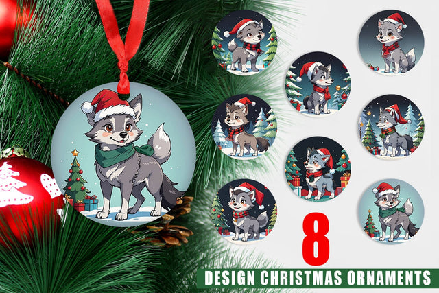 Ornament Cartoon Christmas Wolf Sublimation artnoy 