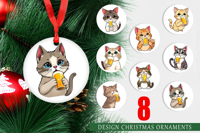 Ornament Cat Beer Day Sublimation artnoy 