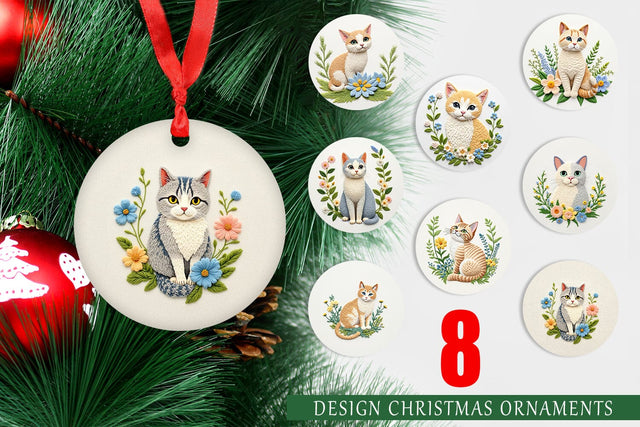 Ornament Cat Embroidery Sublimation artnoy 