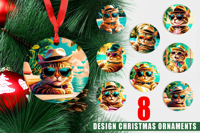 Ornament Cat in Summer Sublimation artnoy 