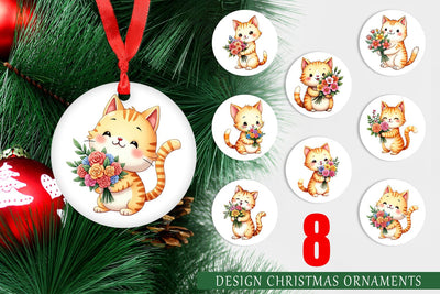 Ornament Cat Spring Bouquet Sublimation artnoy 