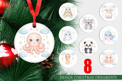 Ornament Celestial Baby Animal Watercolor Sublimation artnoy 
