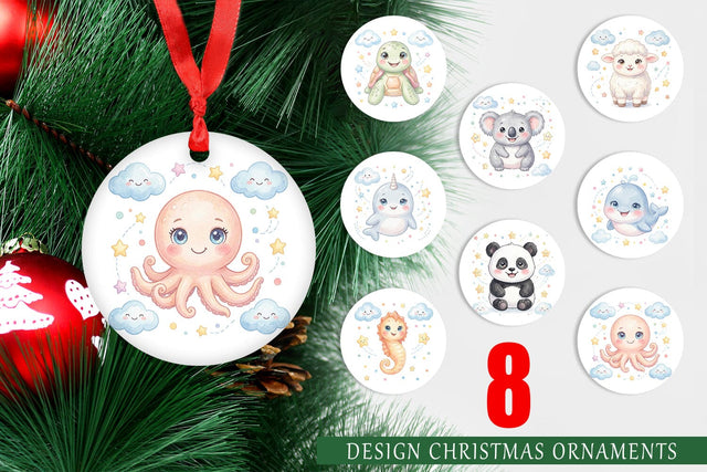 Ornament Celestial Baby Animal Watercolor Sublimation artnoy 