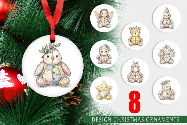 Ornament Celestial Holiday Patchwork Watercolor Sublimation artnoy 