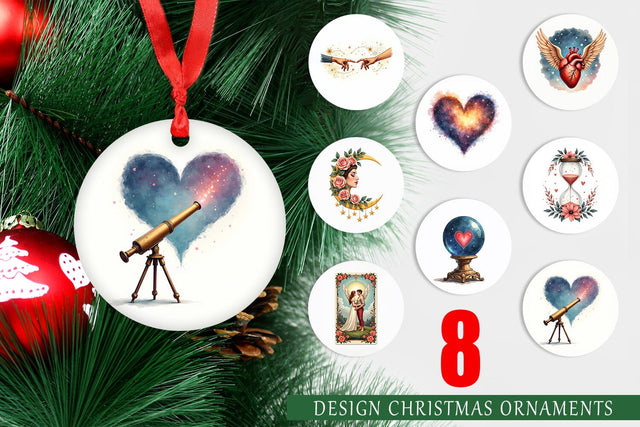 Ornament Celestial Love & Vintage Valentine Watercolor Sublimation artnoy 