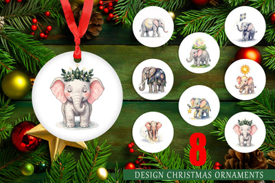 Ornament Celestial Night Elephant Watercolor Sublimation artnoy 