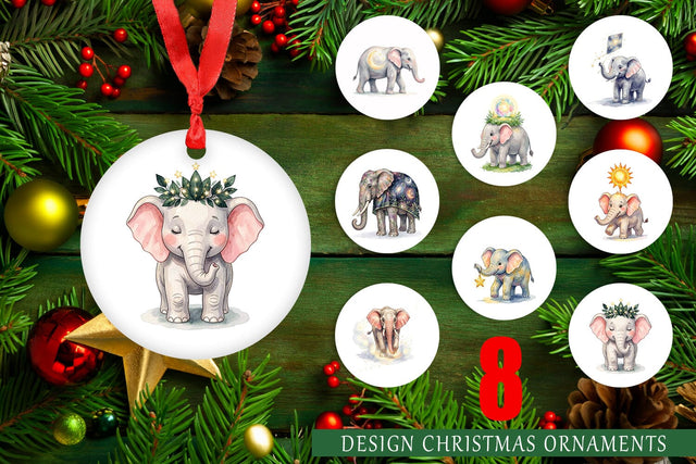 Ornament Celestial Night Elephant Watercolor Sublimation artnoy 