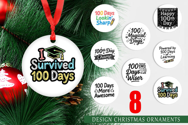 Ornament Chalkboard Celebration 100 Days Quotes Sublimation artnoy 