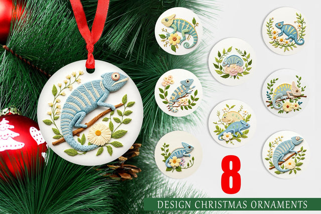 Ornament Chameleon Embroidery Sublimation artnoy 