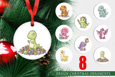 Ornament Chaotic Messy Baby Dino Watercolor Sublimation artnoy 