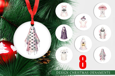 Ornament Charming Coquette Ghost Watercolor Sublimation artnoy 