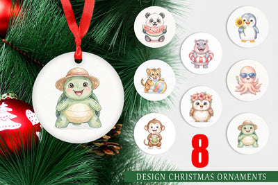 Ornament Cheerful Summer Animals Watercolor Sublimation artnoy 