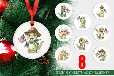 Ornament Chibi Founding Father Dino Watercolor Sublimation artnoy 