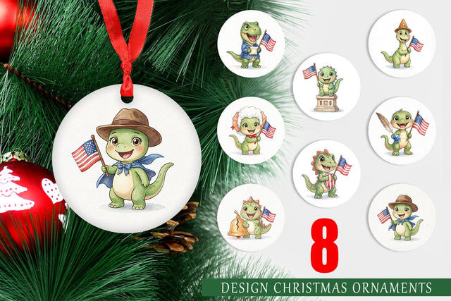 Ornament Chibi Founding Father Dino Watercolor Sublimation artnoy 