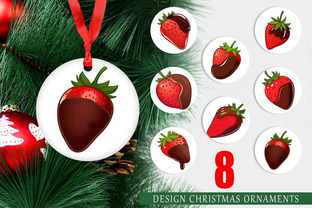 Ornament Chocolate Dipped Strawberry Sublimation artnoy 