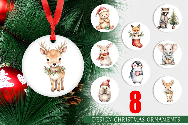 Ornament Christmas Baby Animals Sublimation artnoy 