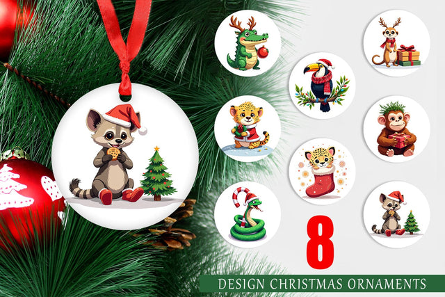 Ornament Christmas Jungle Animals Sublimation artnoy 