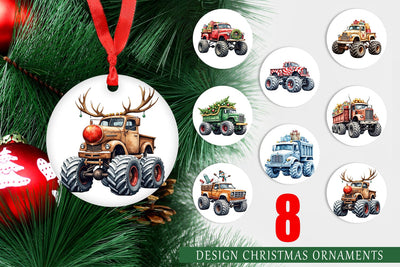 Ornament Christmas Monster Truck Sublimation artnoy 