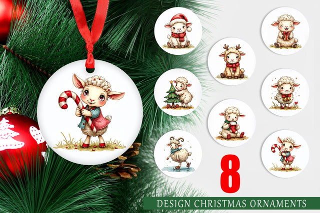 Ornament Christmas Patchwork Sheep Sublimation artnoy 